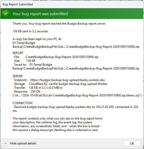 We value your privacy and all reports are used to fix bugs then are deleted promptly